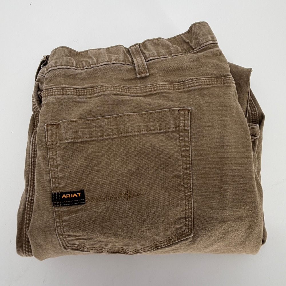 Ariat Rebar M4 Relaxed Straight Leg Work Pants Brown Canvas Mens 44x32
